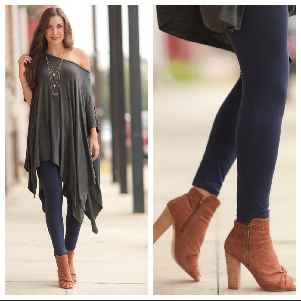 Navy Brushed Knit Leggings